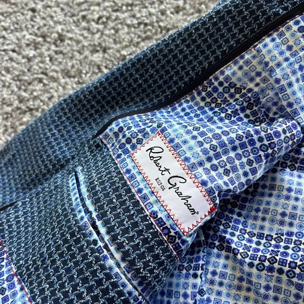 Robert Graham Blazer Downhill Sport Jacket Blue Gingham 2-Button Mens 42 Slim - Picture 8 of 10